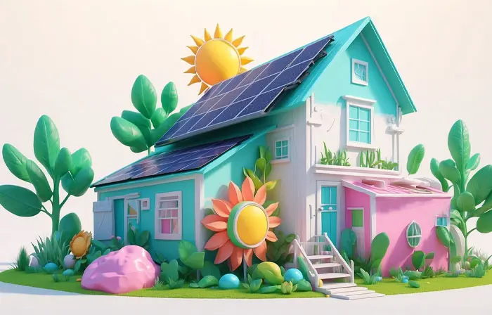 Dynamic 3D Design Green Energy Home Illustration image
